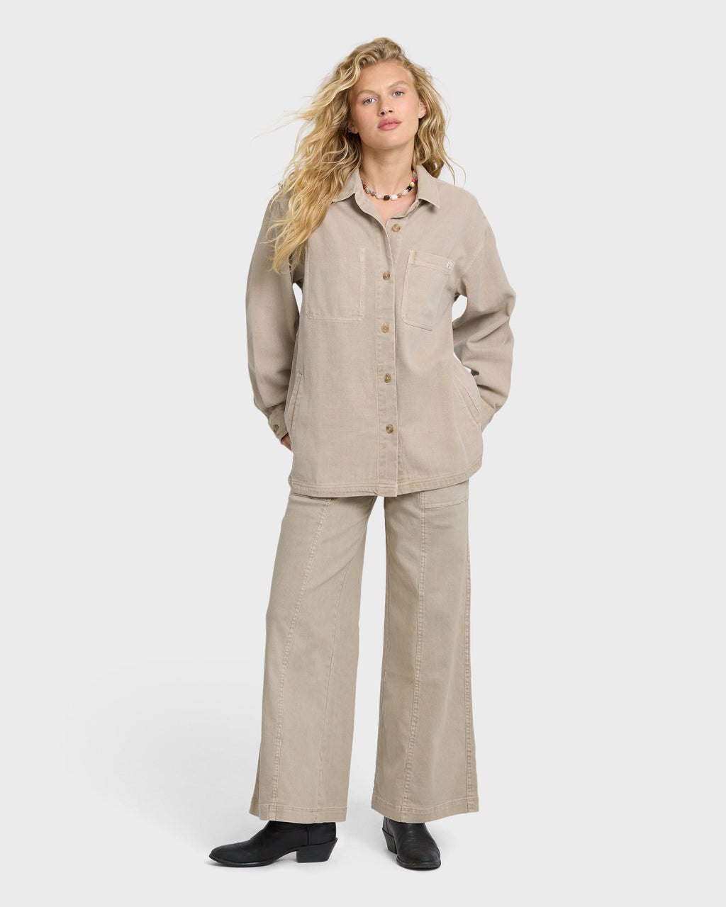 Rival Wide Leg Pants - Cobblestone