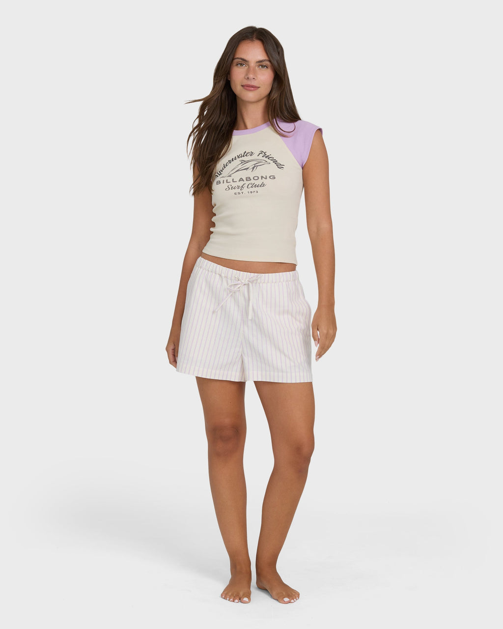 Horizon Raglan Short Sleeve Knit T-Shirt - Vintage Violet