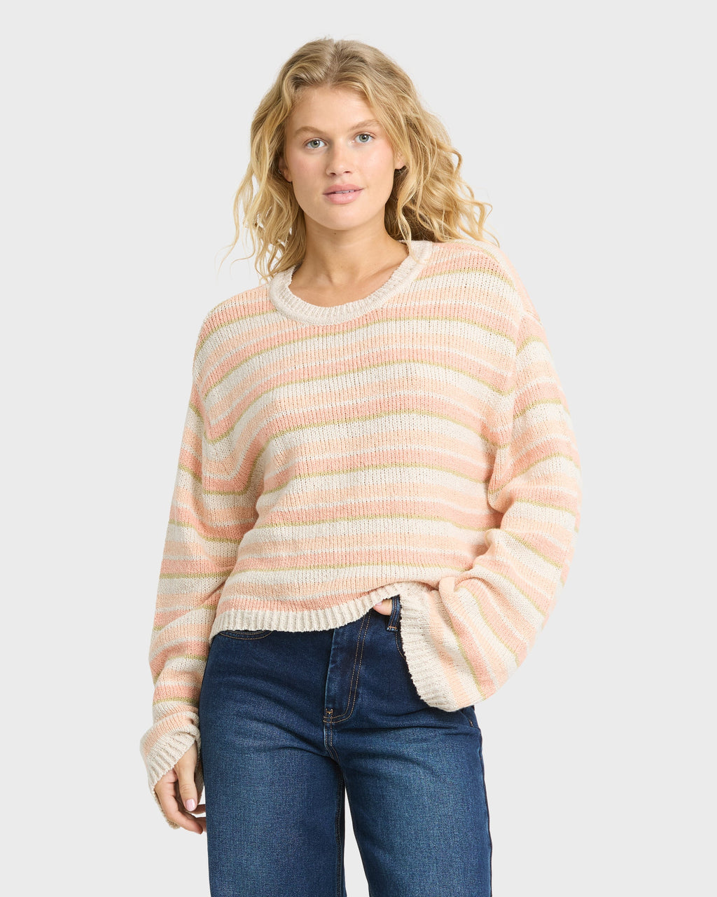 Bright Sol Crewneck Sweater - Light Peach