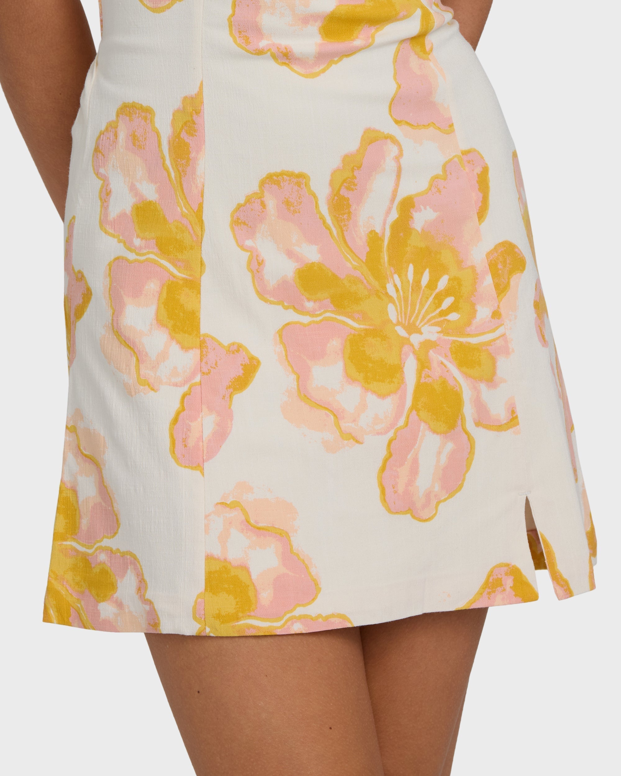 Floral Trippin Mini Dress - Salt Crystal