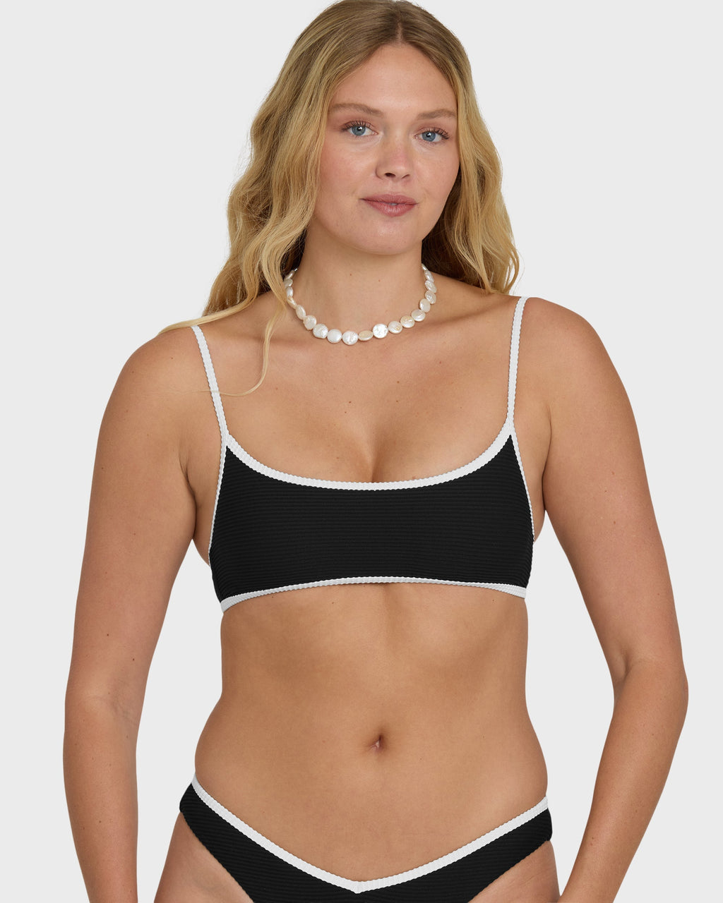 Tanlines Bound Jaclyn Crop Bralette Bikini Top - Black Pebble