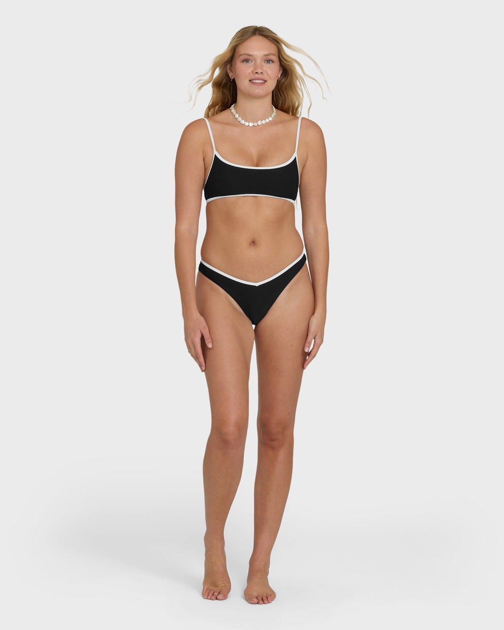 Tanlines Bound Jaclyn Crop Bralette Bikini Top - Black Pebble