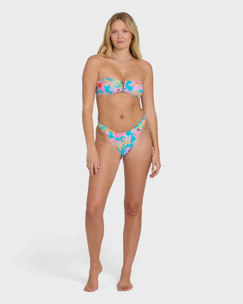 Pipe Dreams V Bandeau Bikini Top - Bright Marine