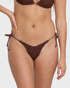Twisted Tides Tie-Side Dippi Skimpy Bikini Bottoms - Espresso