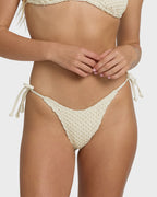 Twisted Tides Tie-side Dippi Skimpy Bikini Bottom - White Cap