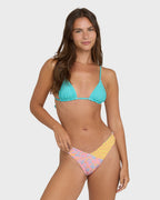 Babe Alert Reversible Mini Slide Triangle Bikini Top - Agave