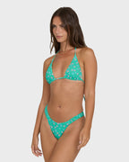 Ship Wrecked Multi Triangle Bikini Top - Green Tropics