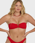 Rising Tide V Bandeau Bikini Top - Fiesta Red