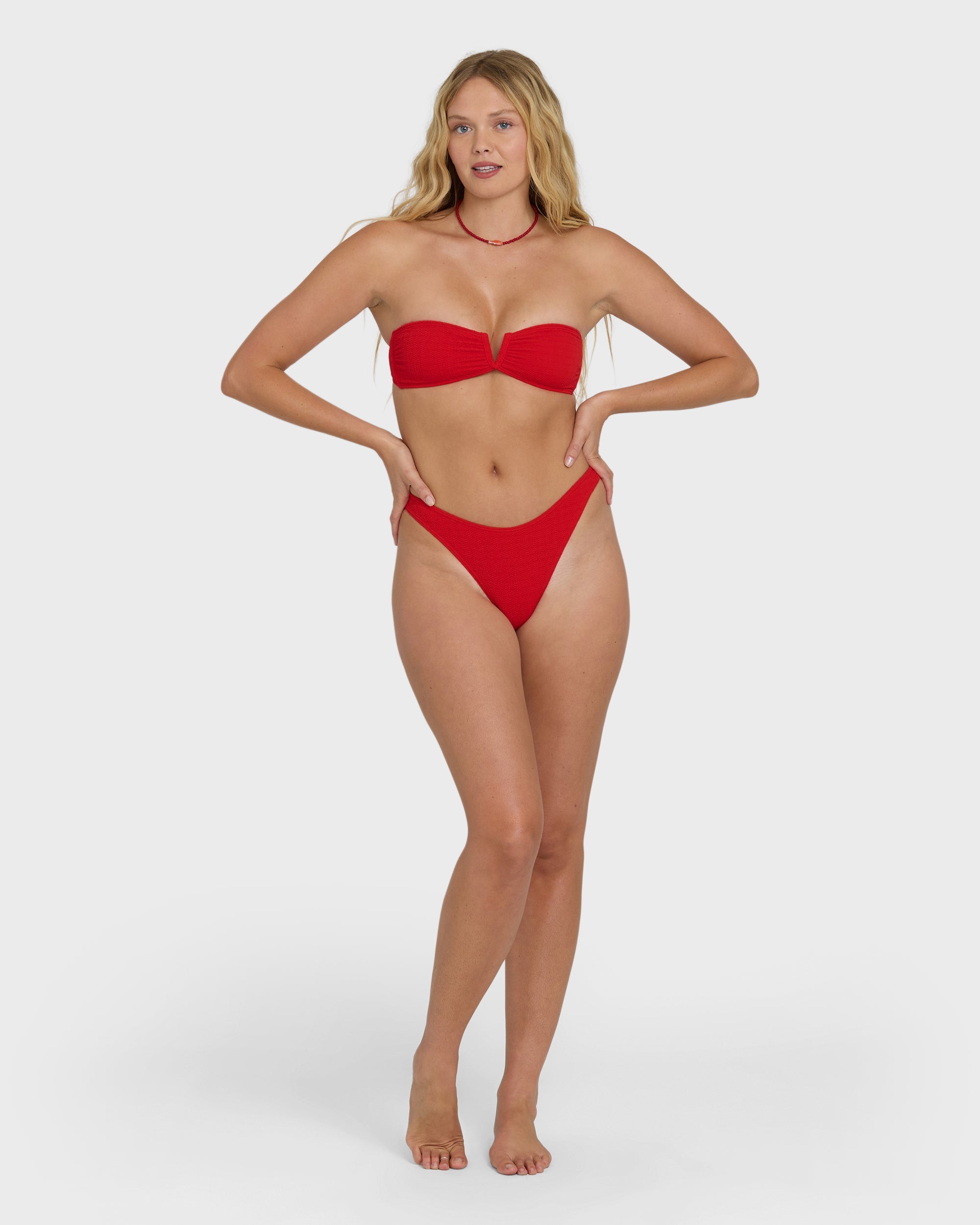 Rising Tide V Bandeau Bikini Top - Fiesta Red