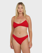 Rising Tide Ruched V Bralette Bikini Top - Fiesta Red