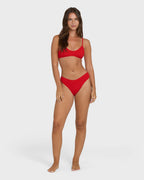 Rising Tide Ruched V Bralette Bikini Top - Fiesta Red