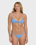 Mini Wave Check Cara Bralette Bikini Top - True Blue