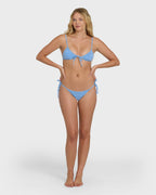 Mini Wave Check Cara Bralette Bikini Top - True Blue