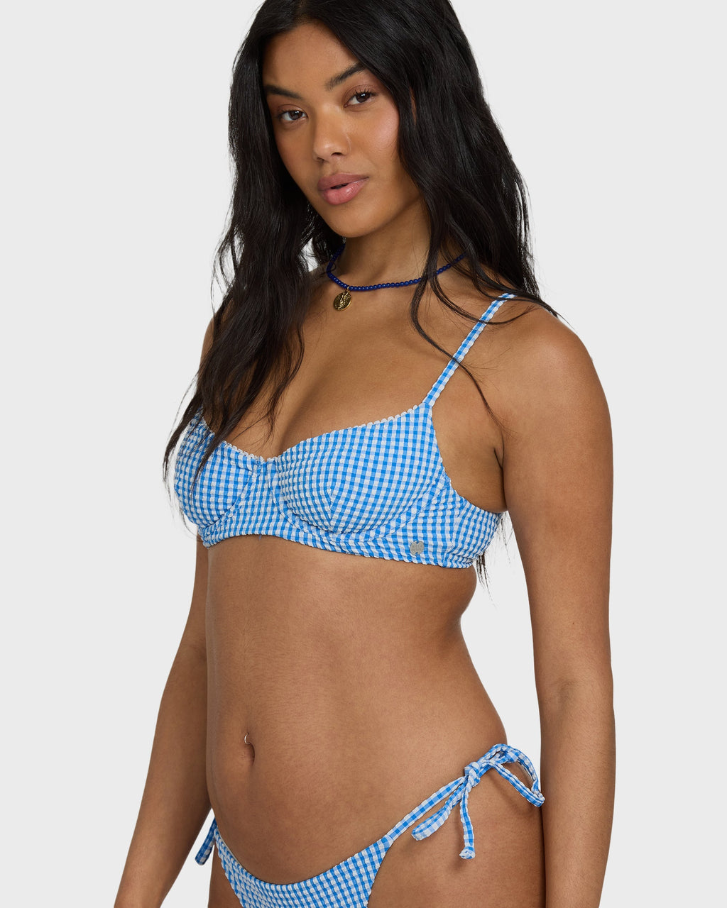 Mini Wave Check Helena Underwire Bikini Top - True Blue