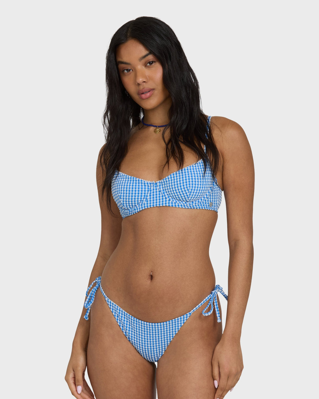 Mini Wave Check Helena Underwire Bikini Top - True Blue