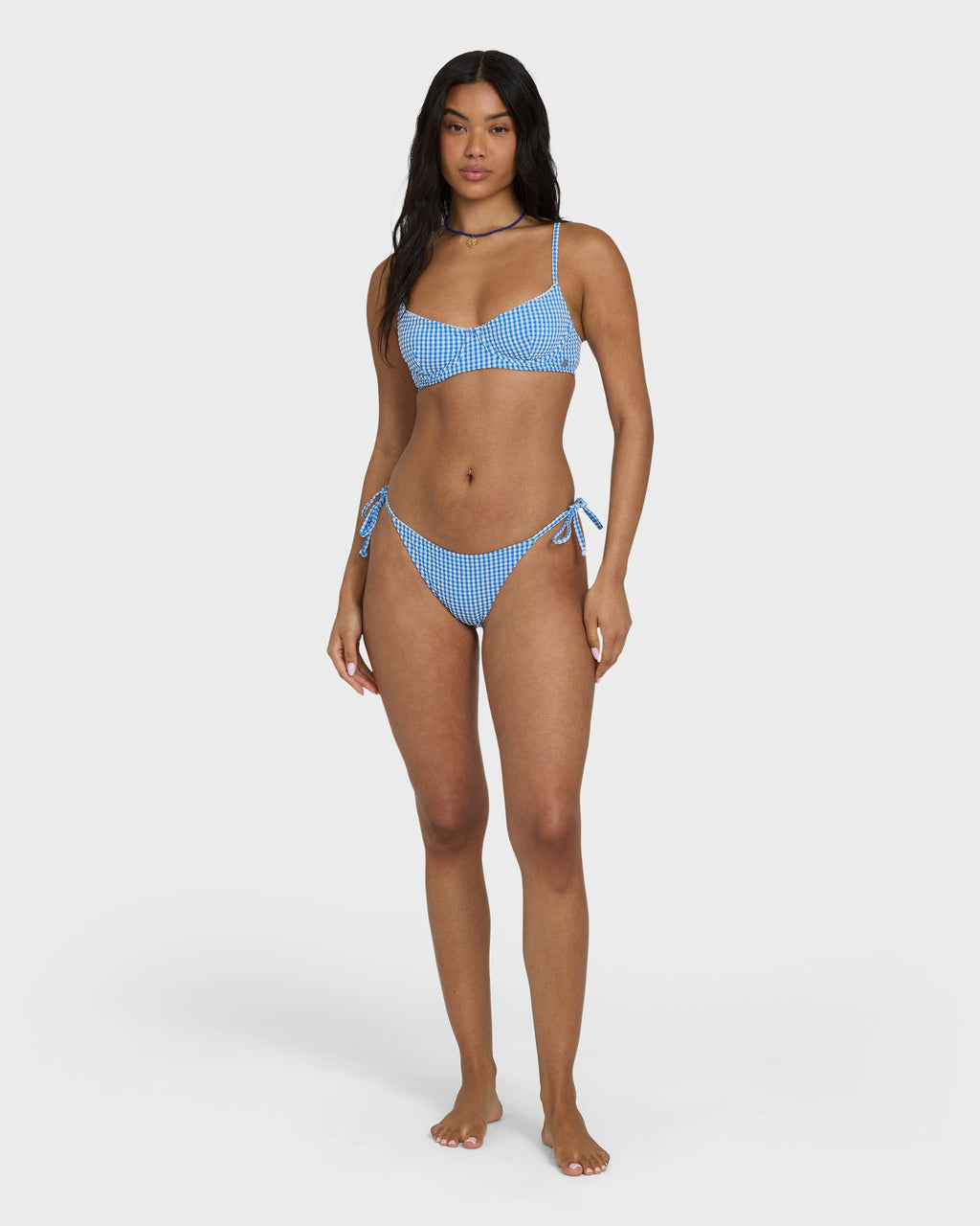 Mini Wave Check Helena Underwire Bikini Top - True Blue