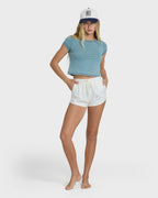 Road Trippin Elastic Waist Shorts - Salt Crystal