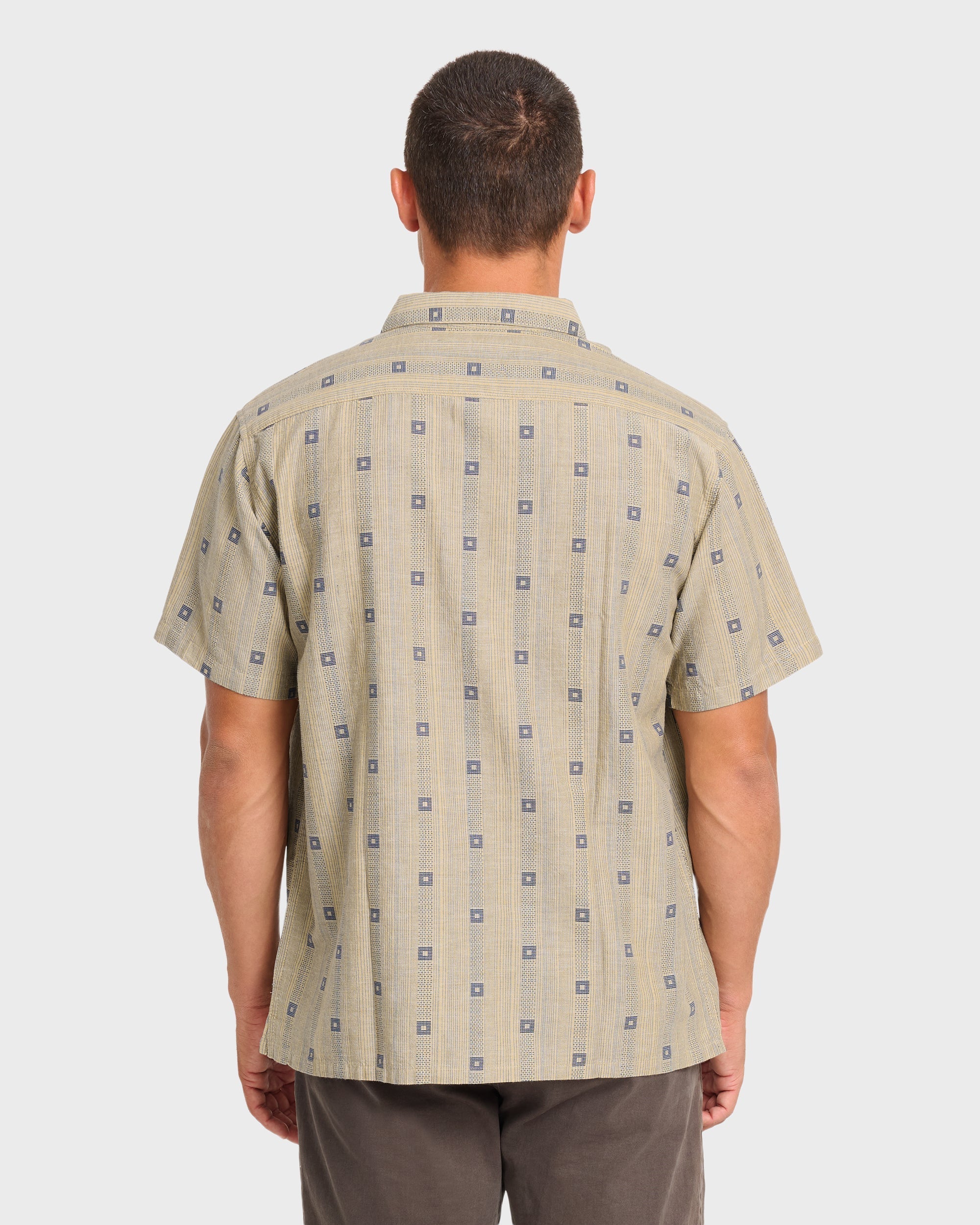 Sundays Jacquard Short Sleeve Woven Shirt - Pale Khaki