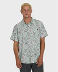 Sundays Lounge Short Sleeve Woven Shirt - Mist Green