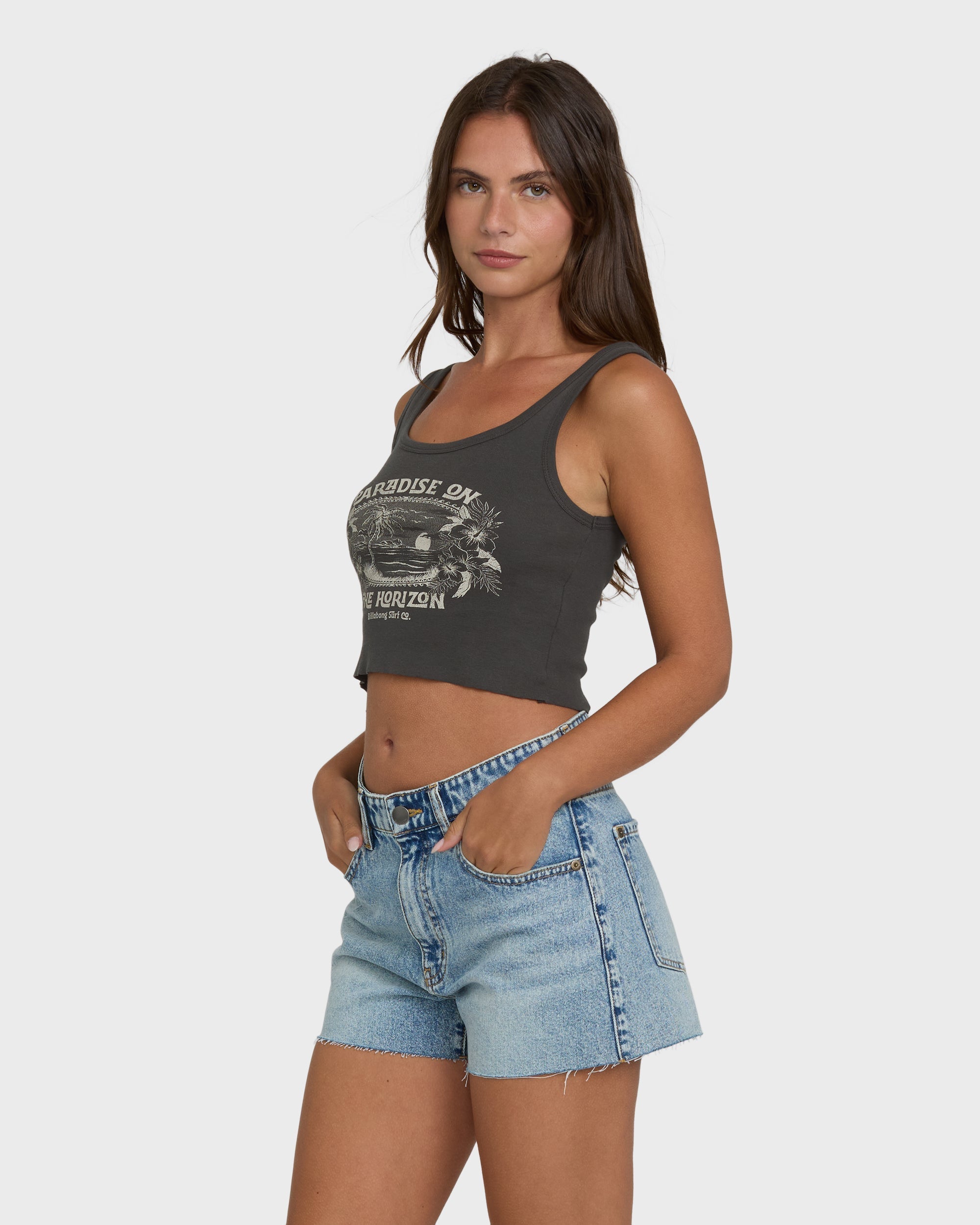 All Day Paradise Tank Top - Off Black