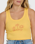 Sun Palm Seashell Tank Top - Soft Yellow
