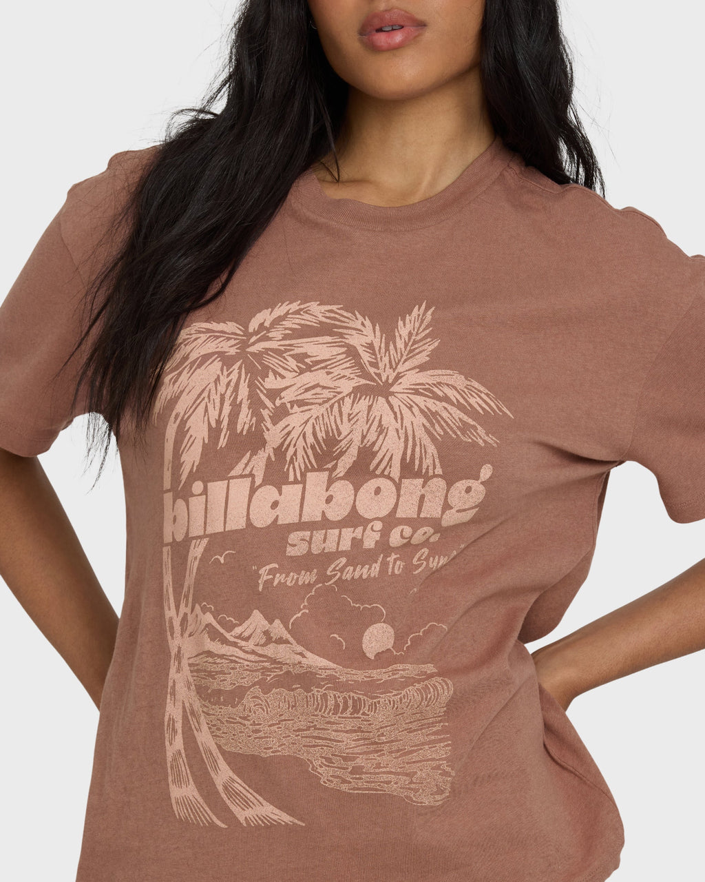 Sand To Surf Short Sleeve Knit Graphic T-Shirt - Brown Stone