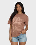 Sand To Surf Short Sleeve Knit Graphic T-Shirt - Brown Stone