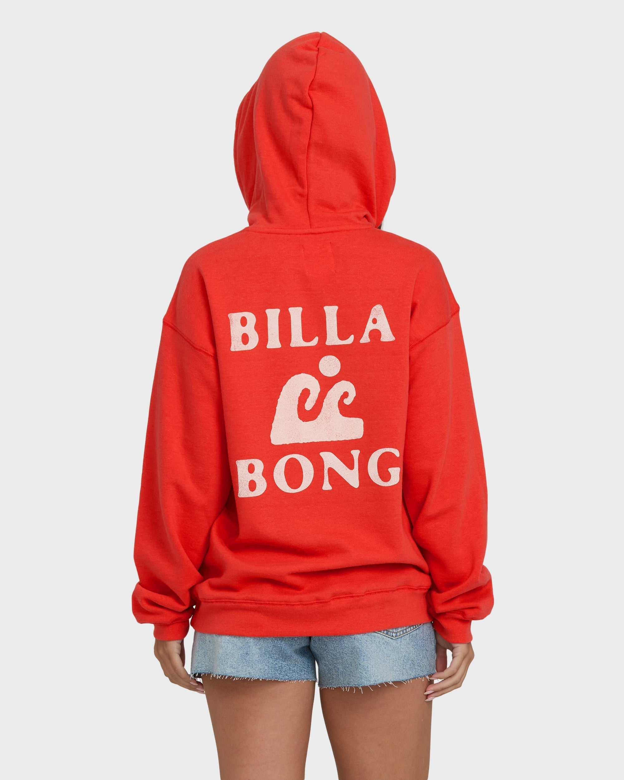 Surfing In Town Pullover Hoodie - Fiesta Red