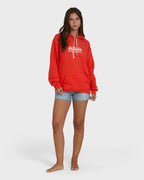 Surfing In Town Pullover Hoodie - Fiesta Red