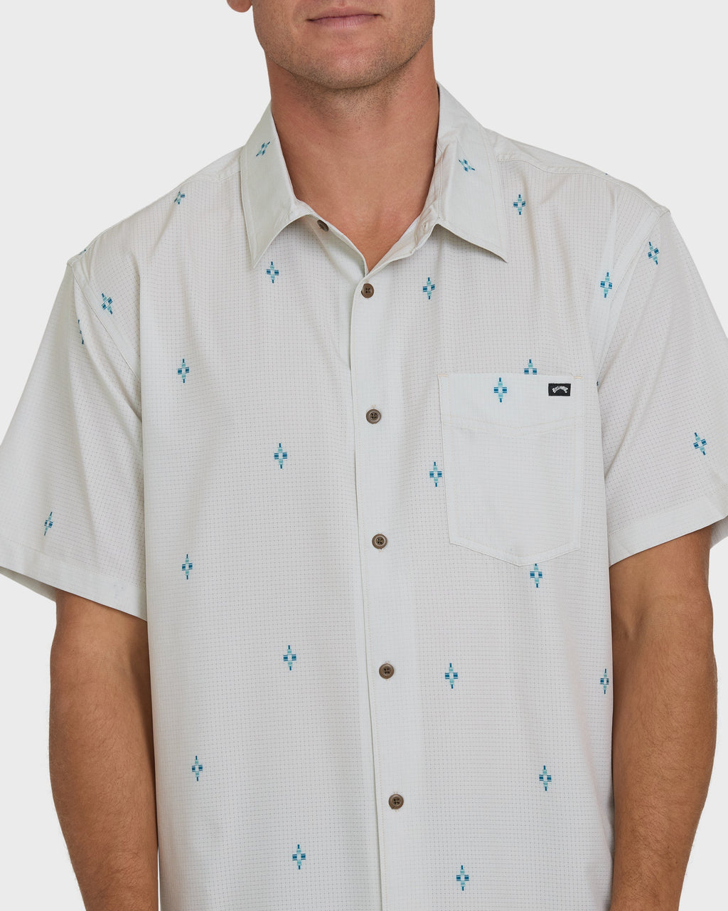 A/Div Surftrek Perforated Short Sleeve Woven Shirt - Oatmeal