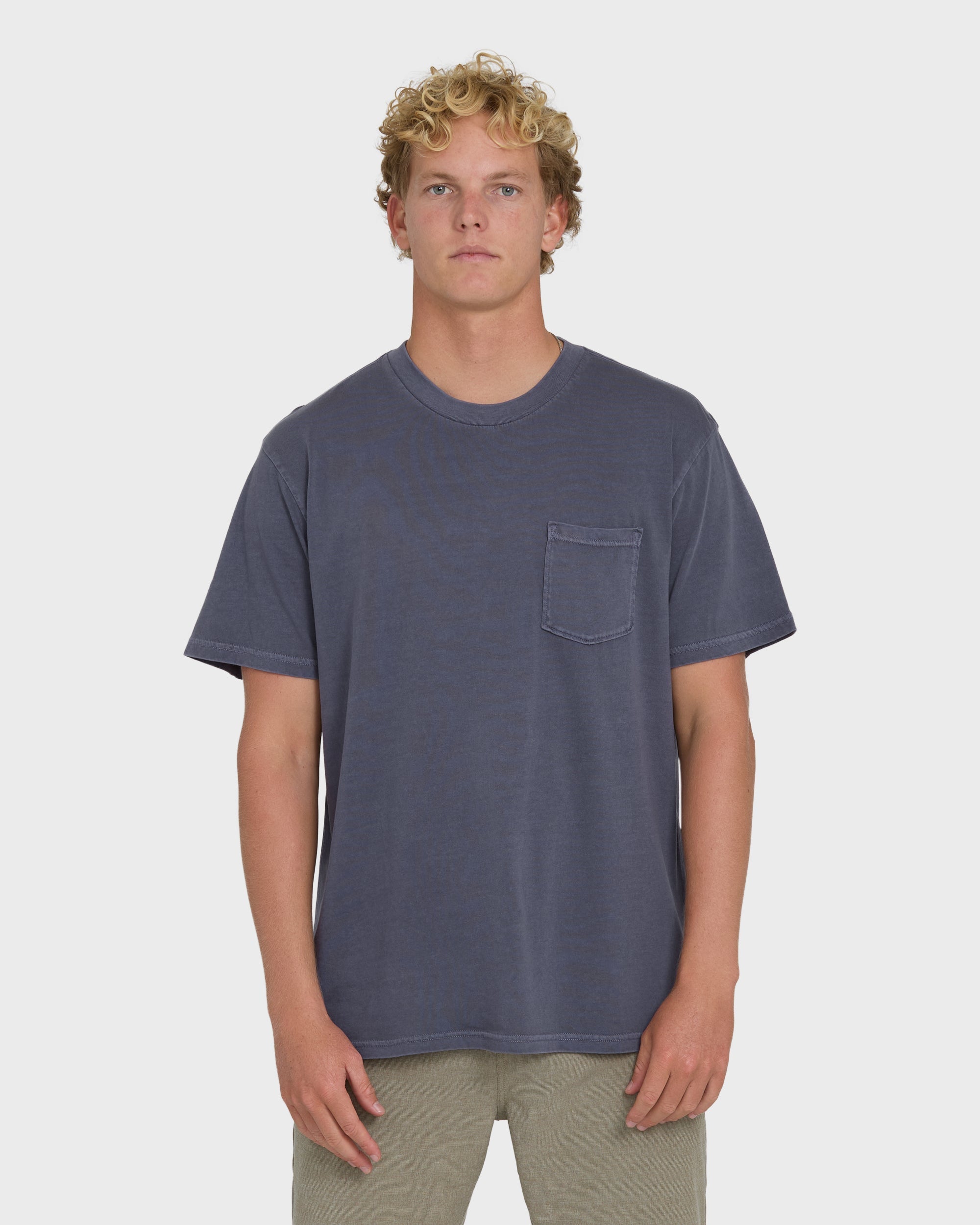 Essential Wave Washed Premium Short Sleeve Pocket Tee - Graystone