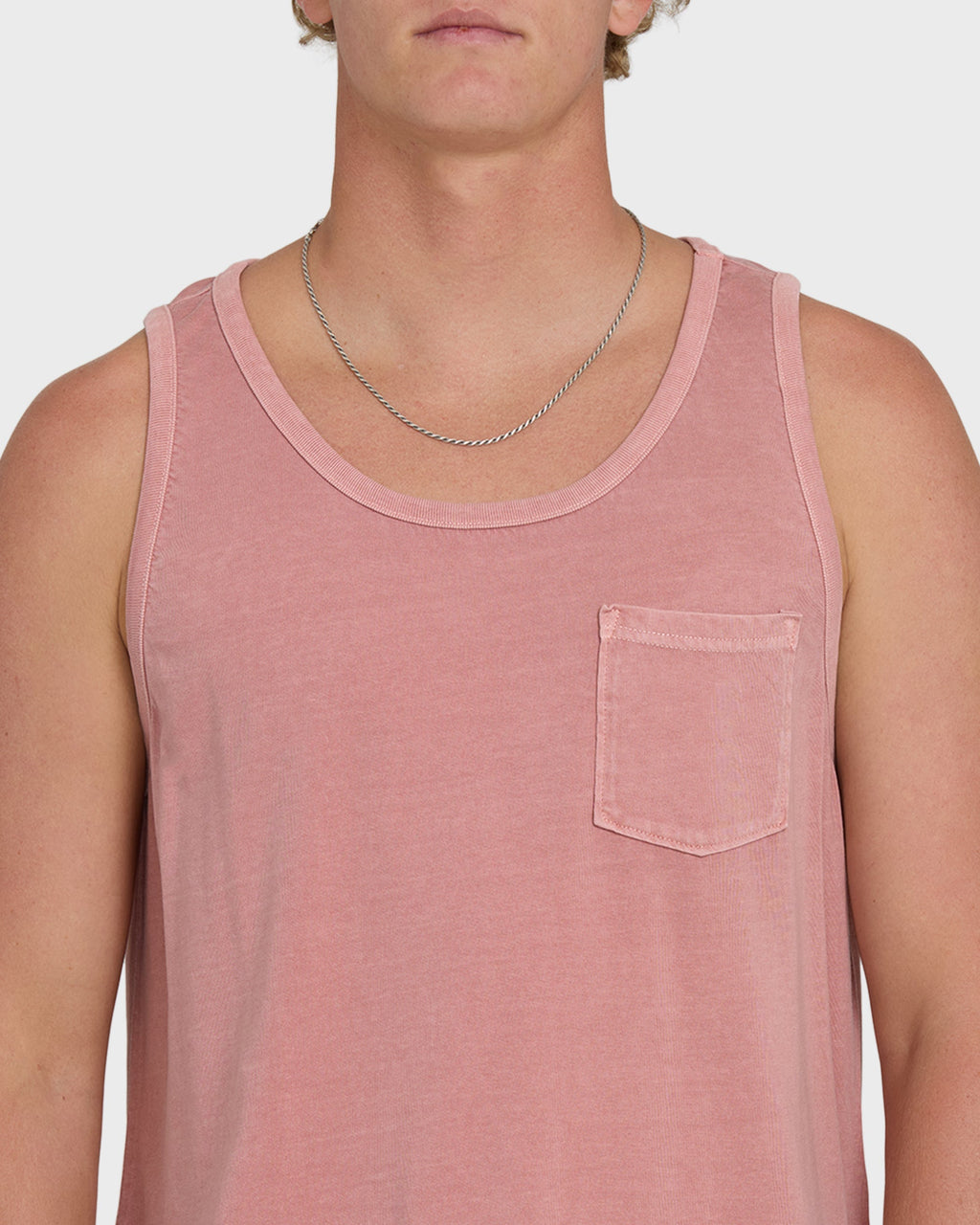 Essential Pocket Wave Washed Premium Tank Top - Ash Rose