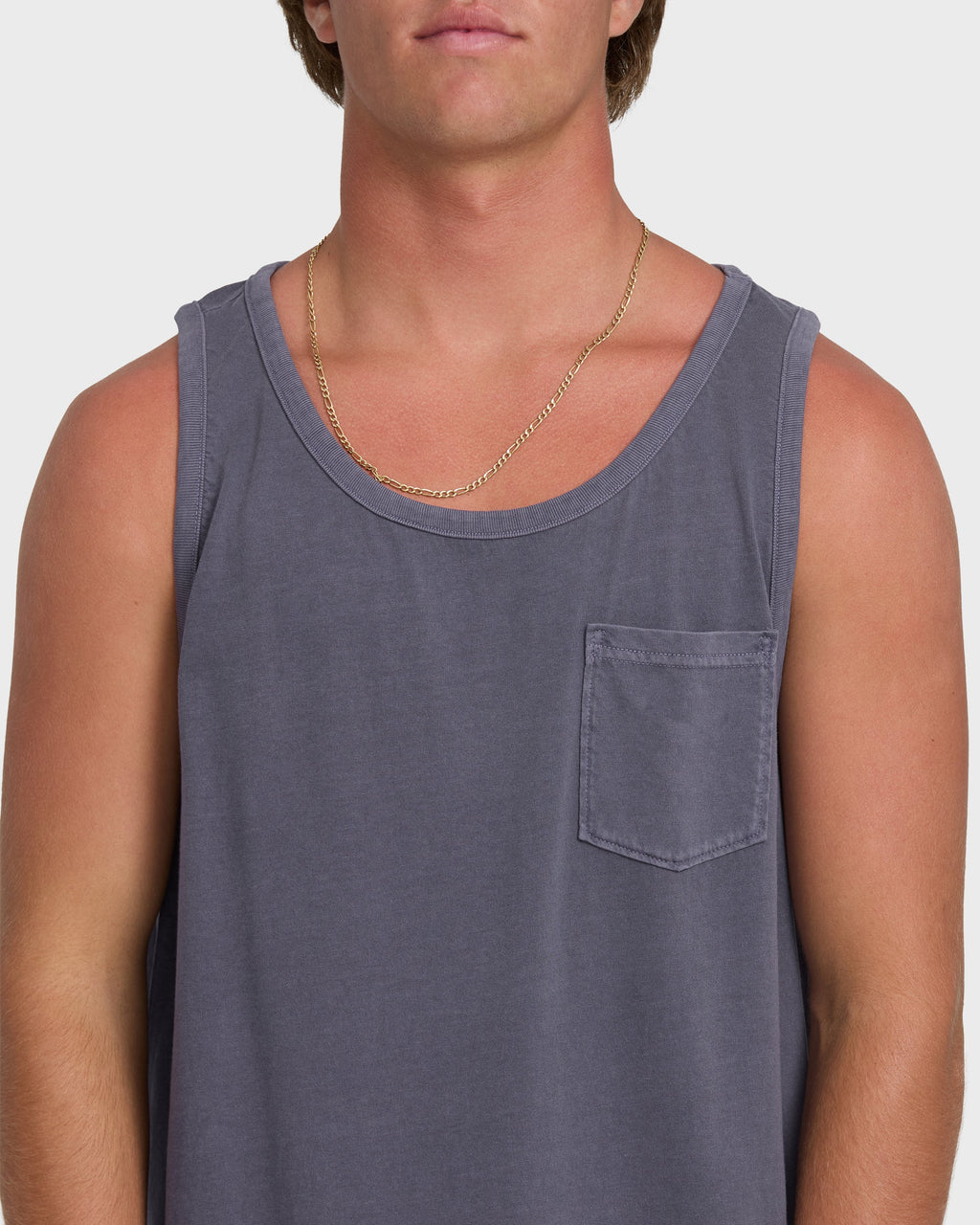 Essential Pocket Wave Washed Premium Tank Top - Graystone
