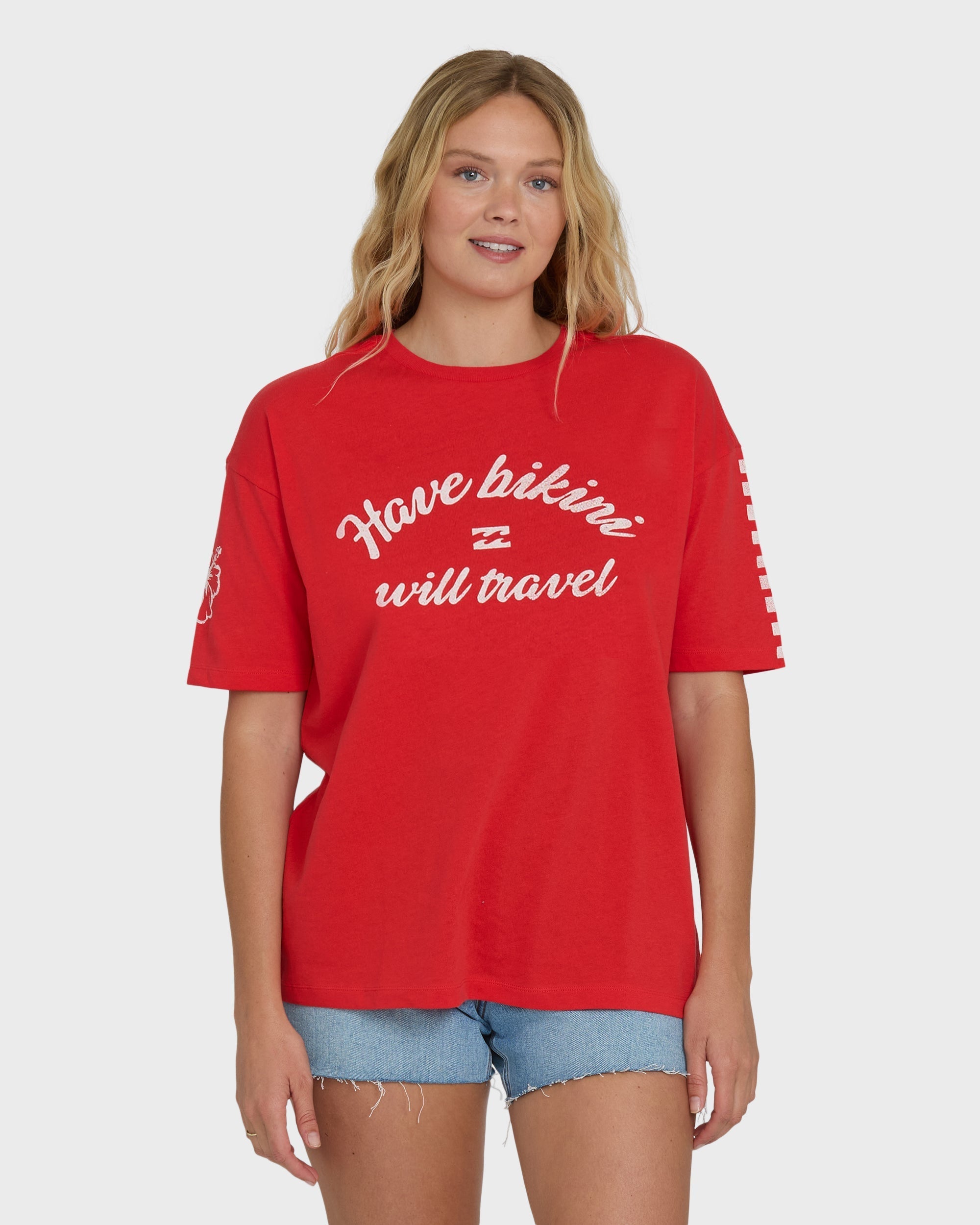 I Will Travel Short Sleeve Knit T-Shirt - Fiesta Red