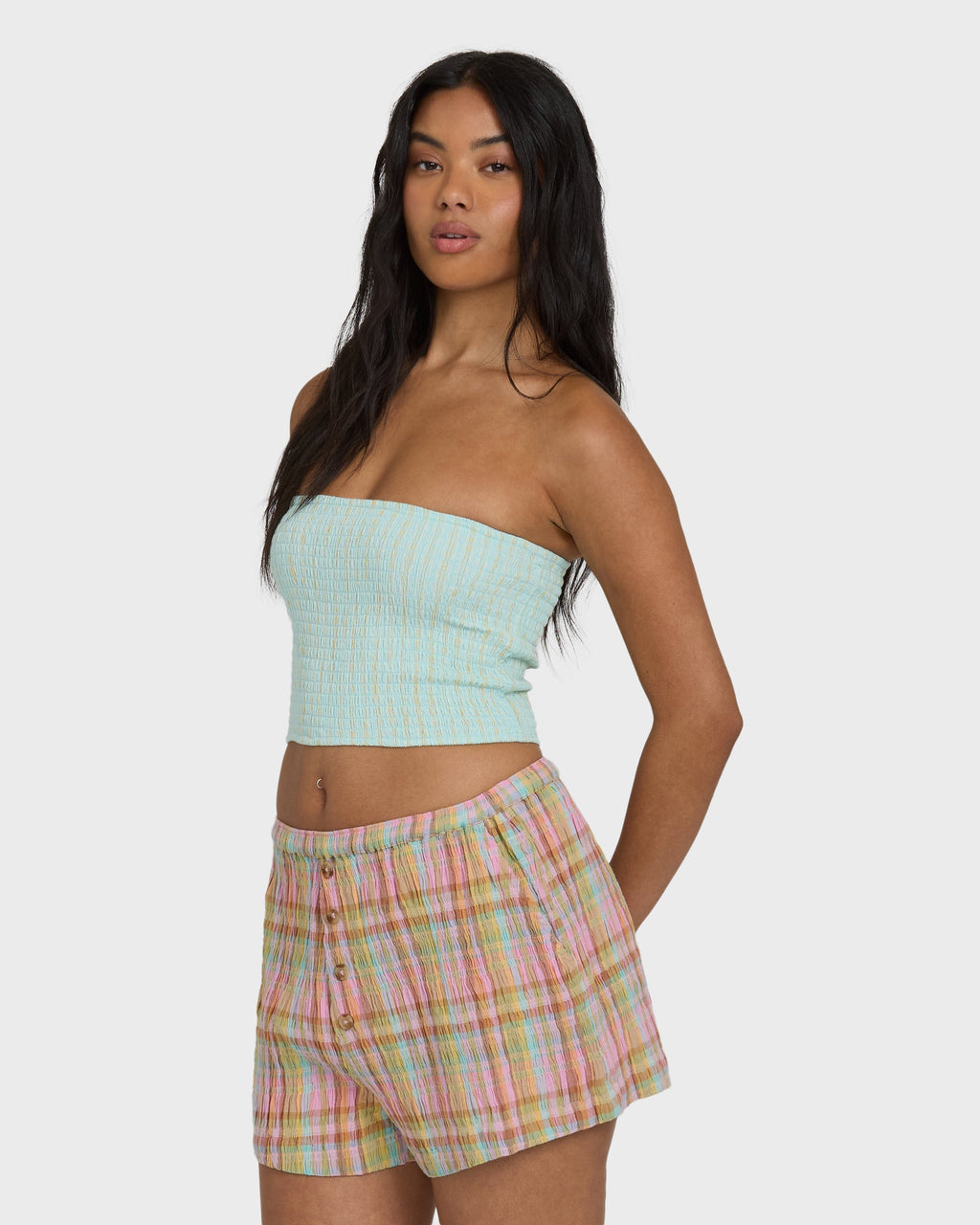 Sweet Check Woven Shorts - Party Pink