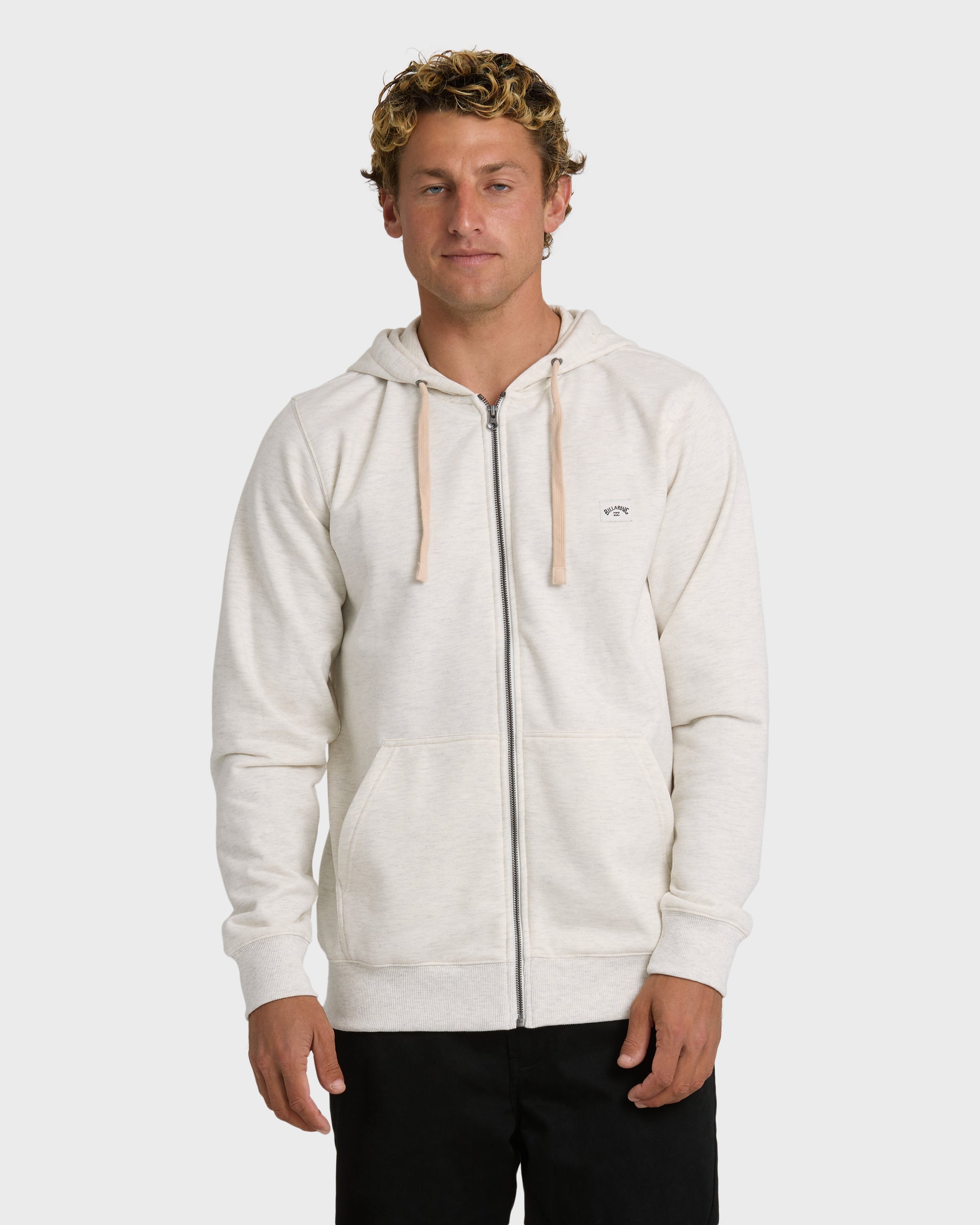 All Day Zip Front Hoodie - Oatmeal Heather.