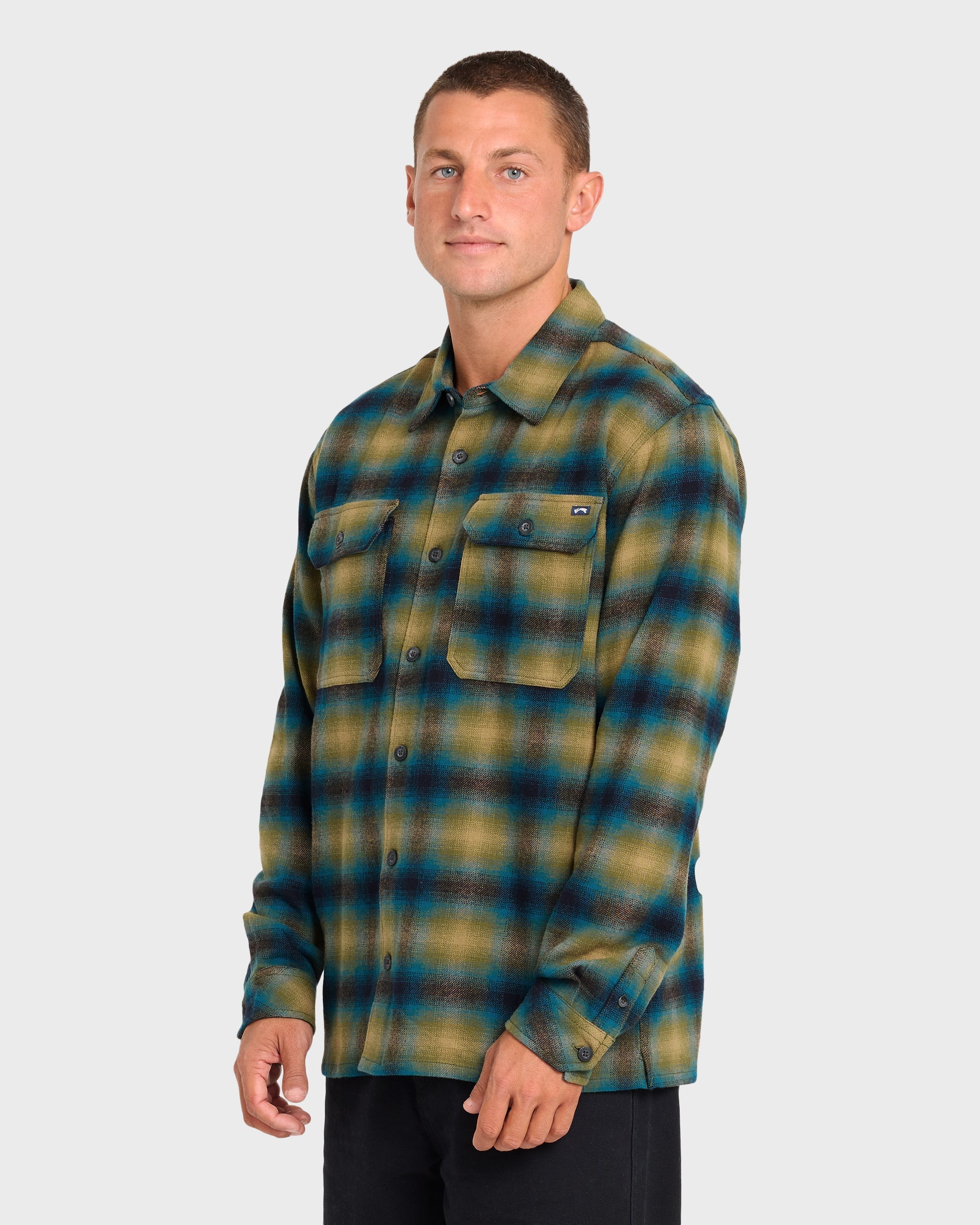 Offshore Long Sleeve Flannel Shirt - Ultramarine Green