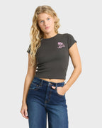 Magic Sunsets Short Sleeve Rib Knit T-Shirt - Off Black