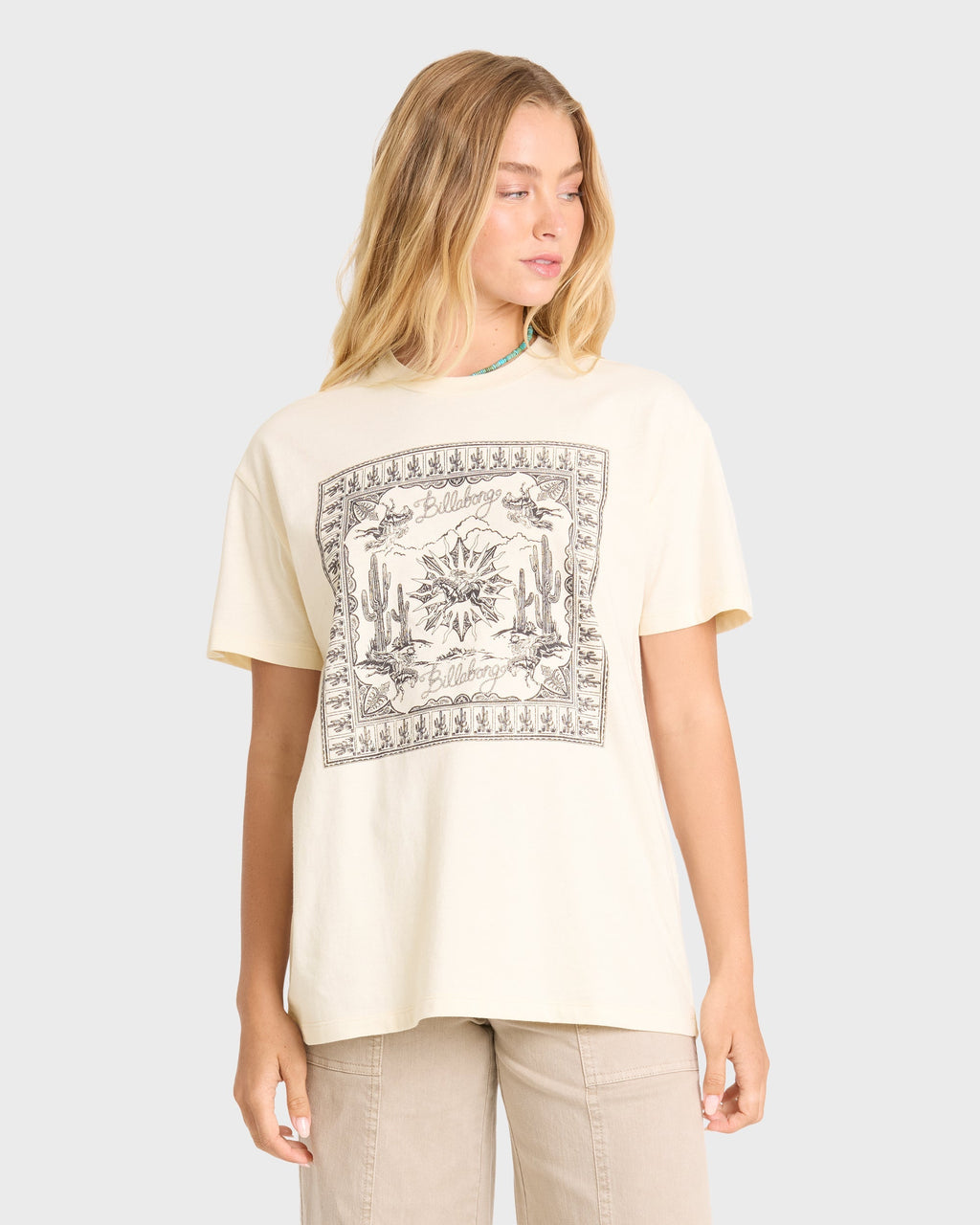 Heading West Short Sleeve Knit T-Shirt - White Cap