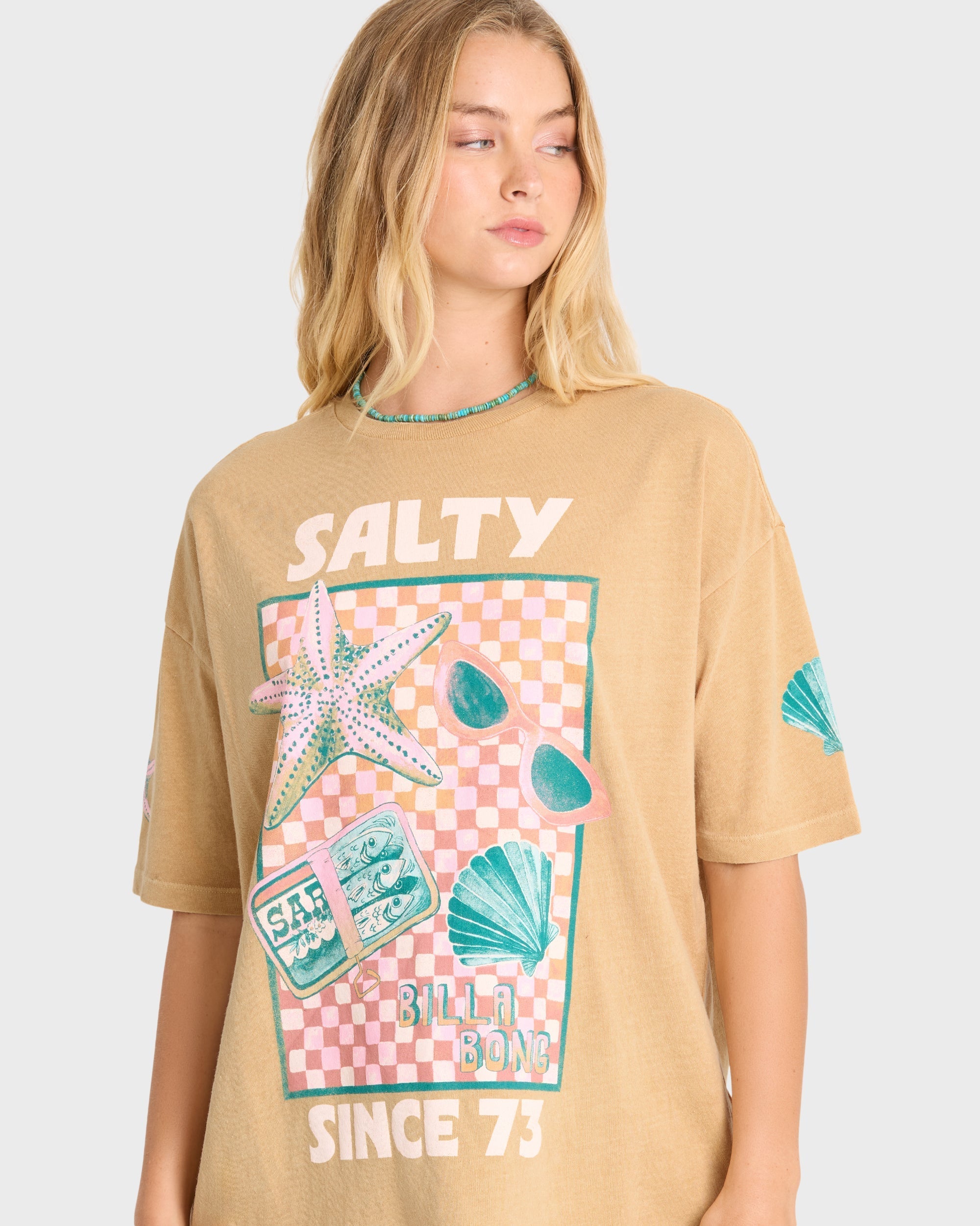 Salty Since Short Sleeve Cotton Graphic T-Shirt - Curry
