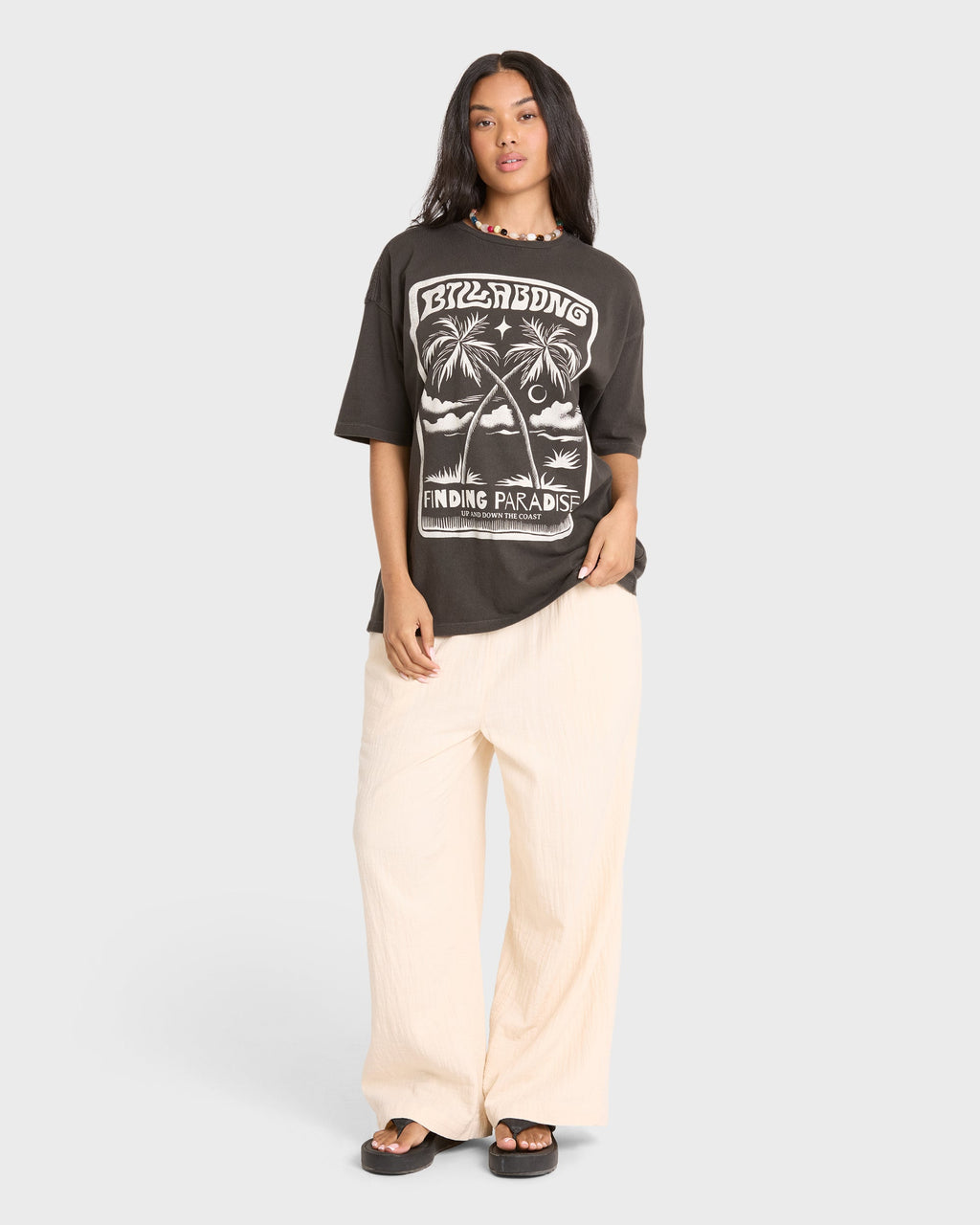 Tropical Filmore Short Sleeve Knit Graphic T-Shirt - Off Black
