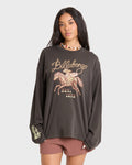 Familiar Roads Long Sleeve Knit Graphic T-Shirt - Off Black