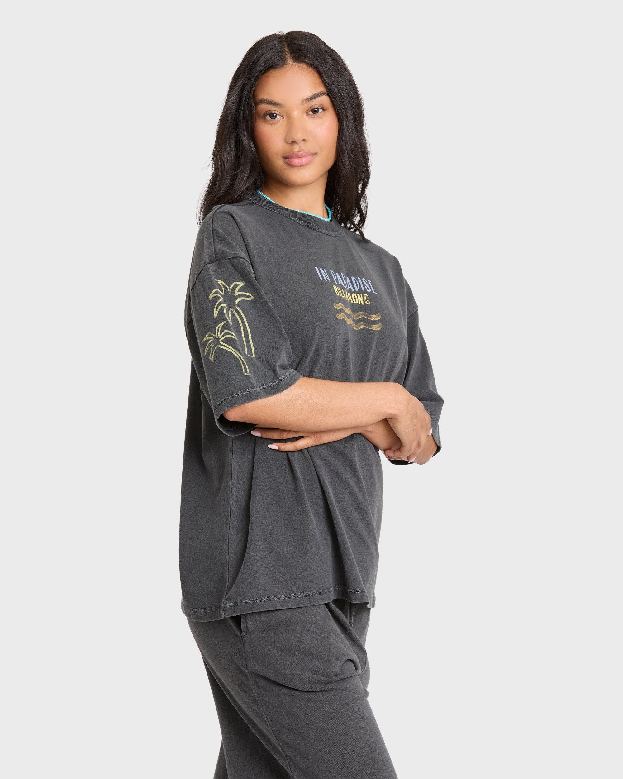 Paradise 73 Short Sleeve Cotton T-Shirt - Black Sands