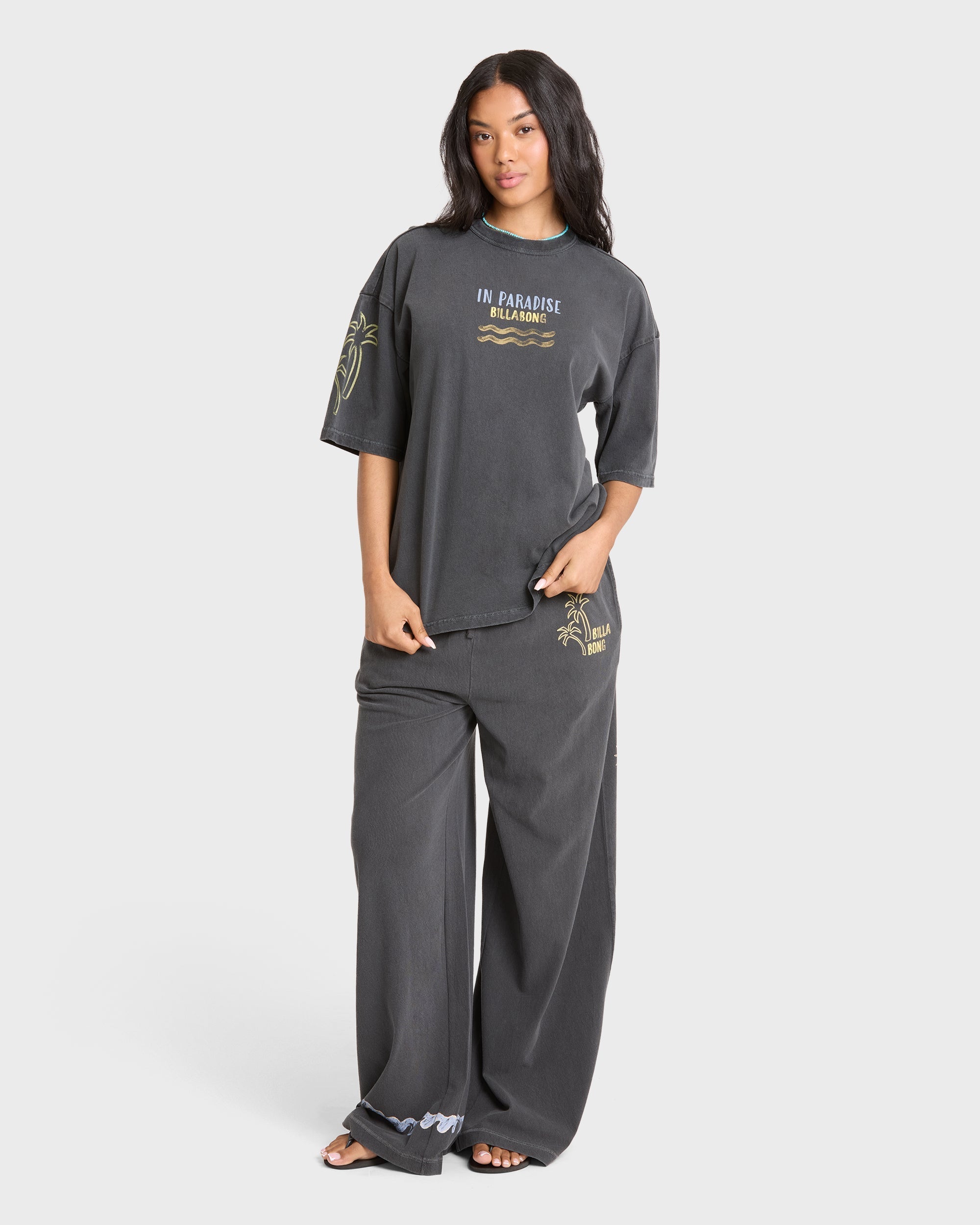 Paradise 73 Short Sleeve Cotton T-Shirt - Black Sands