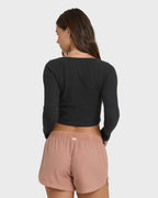 Paxton Long Sleeve Cotton Knit Top - Black Sands