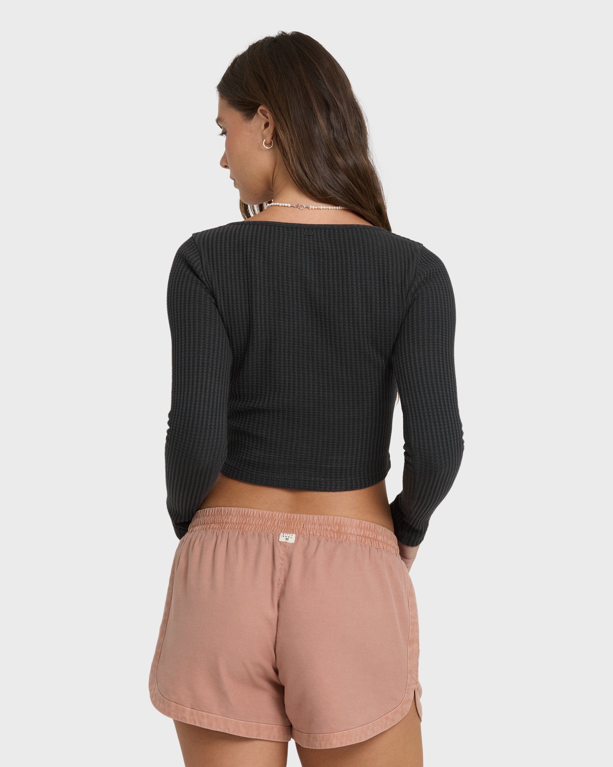 Paxton Long Sleeve Cotton Knit Top - Black Sands