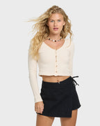 Paxton Long Sleeve Cotton Knit Top - White Cap