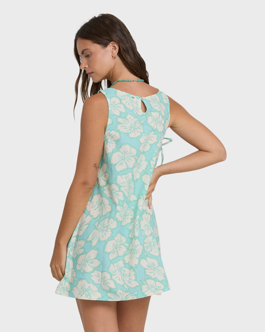 Hibiscus Heaven Mini Dress - Waterfall