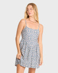 Lil Florals Mini Dress - Blue Smoke