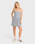 Lil Florals Mini Dress - Blue Smoke